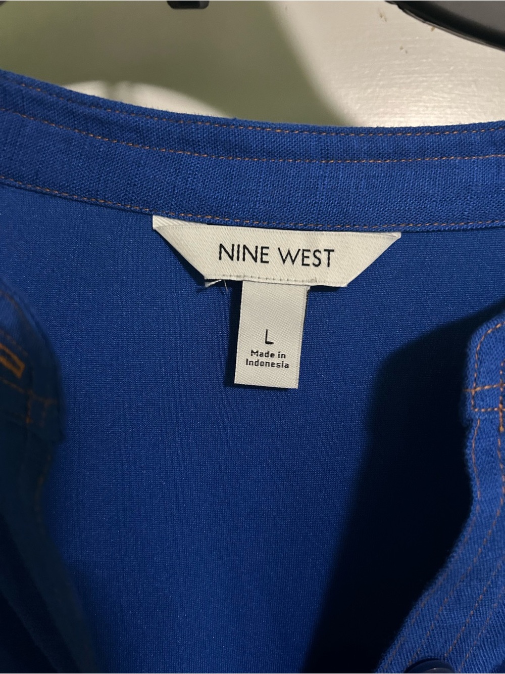 Nine West Cobalt Blue Long Sleeve Button-Front Tie-Waist Dress - Picture 2 of 5